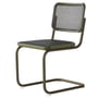 Thonet - S 32 V stol, salvie grøn/bejdset eg/rør mesh med understøttende stof mørk melange