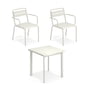 Emu - Star udendørsbord 70 x 70 cm + lænestol (sæt med 2), hvid