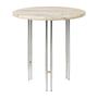 Gubi - IOI Side Table, Ø 50 cm, krom/travertin kruset beige