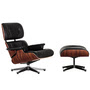 Vitra - Lounge Chair & Ottoman, poleret / sider sort, Santos palisander (klassisk)