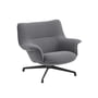 Muuto - Doze Lounge Chair Low, drejeligt stel antracit-sort / betræk grå (Ocean 80)