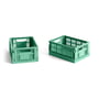 Hay - Colour Crate Basket Mini, 17 x 13 cm, dark mint, recycled (sæt med 2)