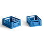 Hay - Colour Crate Basket Mini, 17 x 13 cm, electric blue, recycled (sæt med 2)