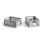 Hay - Colour Crate Basket Mini, 17 x 13 cm, light grey, recycled (sæt med 2)