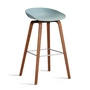 HAY - About A Stool AAS 32 H 85 cm, lakeret valnød / rustfrit stål / støvet blå 2. (filtglider)