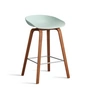 HAY - About A Stool AAS 32 H 75 cm, lakeret valnød / rustfrit stål / støvet mint 2. (filtglider)