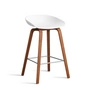 HAY - About A Stool AAS 32 H 75 cm, lakeret valnød / rustfrit stål / hvid 2. (filtglider)