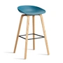 HAY - About A Stool AAS 32 H 85 cm, lakeret eg / sort stål / azurblå 2. (filtglider)