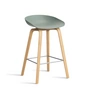 HAY - About A Stool AAS 32 H 75 cm, lakeret eg / rustfrit stål / faldgrøn 2. (filtglider)