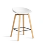 HAY - About A Stool AAS 32 H 75 cm, lakeret eg / sort stål / hvid 2. (filt glider)