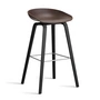 HAY - About A Stool AAS 32 H 85 cm, sortlakeret eg / rustfrit stål / rosin 2. (plastglider)
