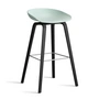 HAY - About A Stool AAS 32 H 85 cm, sortlakeret eg / rustfrit stål / støvet mint 2. (plastglider)