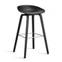 HAY - About A Stool AAS 32 H 85 cm, sortlakeret eg / rustfrit stål / sort 2. (plastglider)