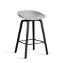 HAY - About A Stool AAS 32 H 75 cm, sortlakeret eg / sort stål / betongrå 2. (plastglider)