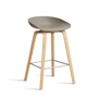 HAY - About A Stool AAS 32 H 65 cm, lakeret eg / rustfrit stål / khaki 2. (plastglider)