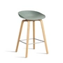 HAY - About A Stool AAS 32 H 65 cm, lakeret eg / rustfrit stål / faldgrøn 2. (plastglider)