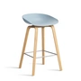 HAY - About A Stool AAS 32 H 65 cm, lakeret eg / rustfrit stål / skiferblå 2. (plastglider)