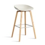 HAY - About A Stool AAS 32 H 85 cm, lakeret eg / rustfrit stål / melange creme 2. (plastglider)
