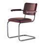 Thonet - JS. THONET by Jil Sander S 64 V Serious lænestol, Glossy Titan / bøg high-gloss graphite ruby red / læder graphite ruby red