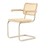 Thonet - JS. THONET by Jil Sander S 64 V Nordic lænestol, Nickelsilver /hvidpigmenteret eg/rør mesh med plastik støttestof