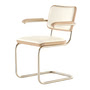 Thonet - JS. THONET by Jil Sander S 64 P Nordic lænestol, Nickelsilver / hvidpigmenteret eg / alabaster white læder