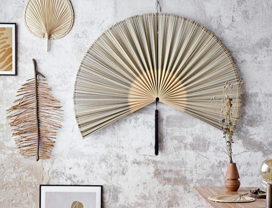 Bloomingville - Jaime vægdekorationsventilator, 145 x 72 cm, bambus / sort