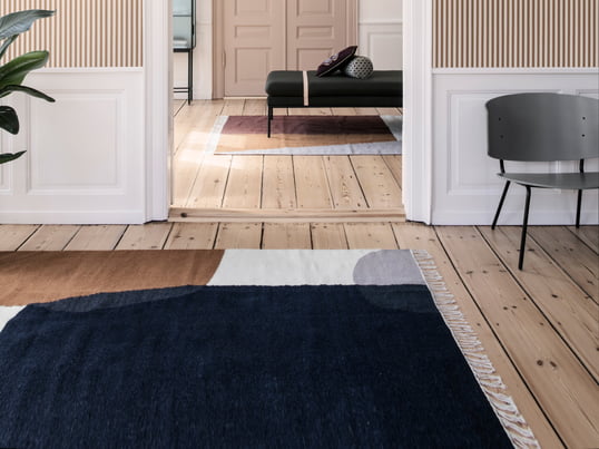 Kilim Rug Merge fra ferm Bor i stemningsudsigten: Tæppet er inspireret af naturens farver og skaber komfort i ethvert hjem.