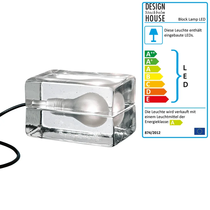 Design House Stockholm – Block Lamp LED i glas/sort