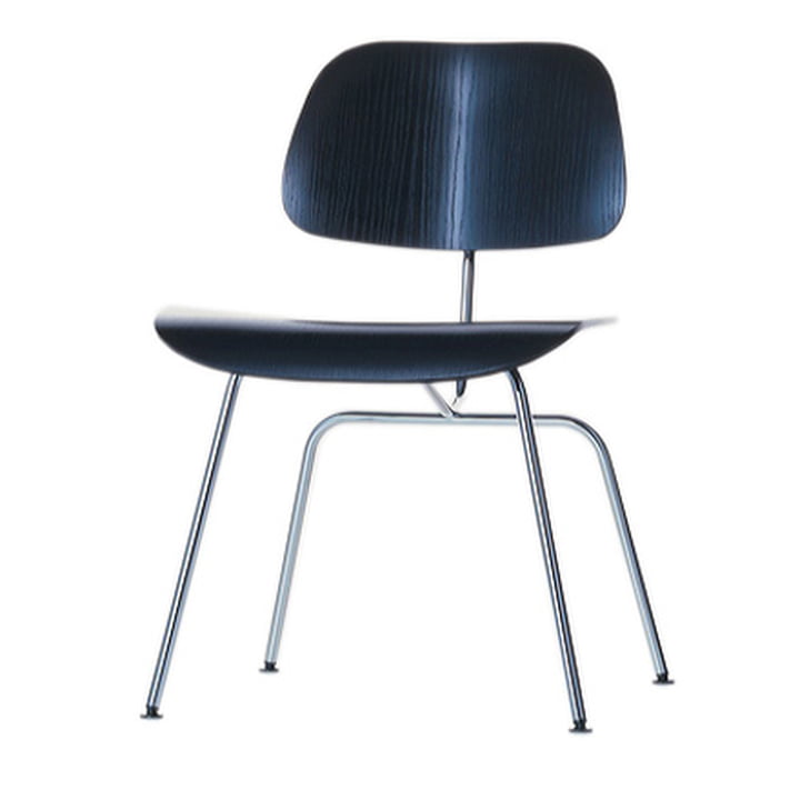Vitra Plywood Group DCM stol i aske sort / rustfrit stål