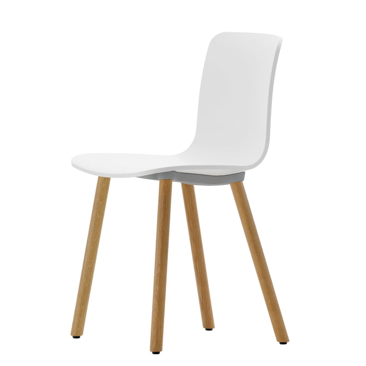 Hal Wood stol fra Vitra i hvid / lys eg / filtunderlag