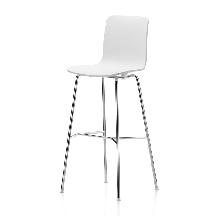Hal barstol, høj, hvid / krom / hvid plastglider fra Vitra