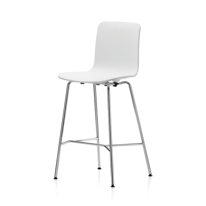 Hal barstol, medium, hvid / krom / sort plastglider fra Vitra