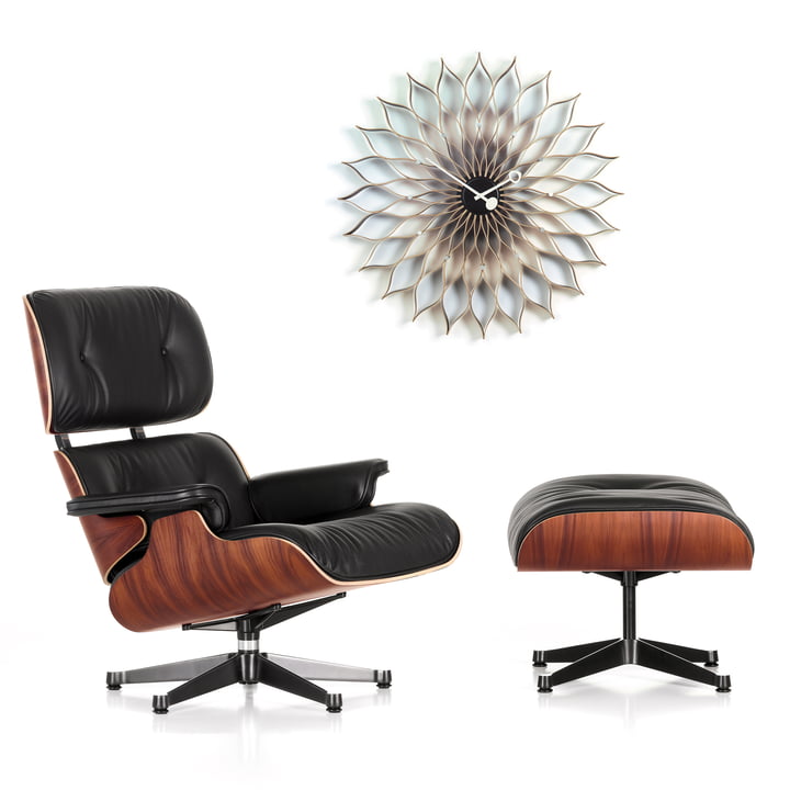 Juletilbud: Vitra Lounge stol & Ottoman + Sunflower ur