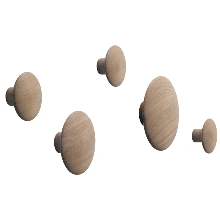 Vægkroge " The Dots " sæt af 5 fra Muuto i naturlig eg