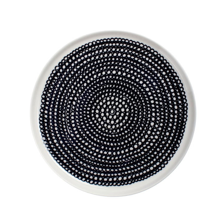 Oiva Räsymatto plade Ø 20 cm fra Marimekko i hvid / sort
