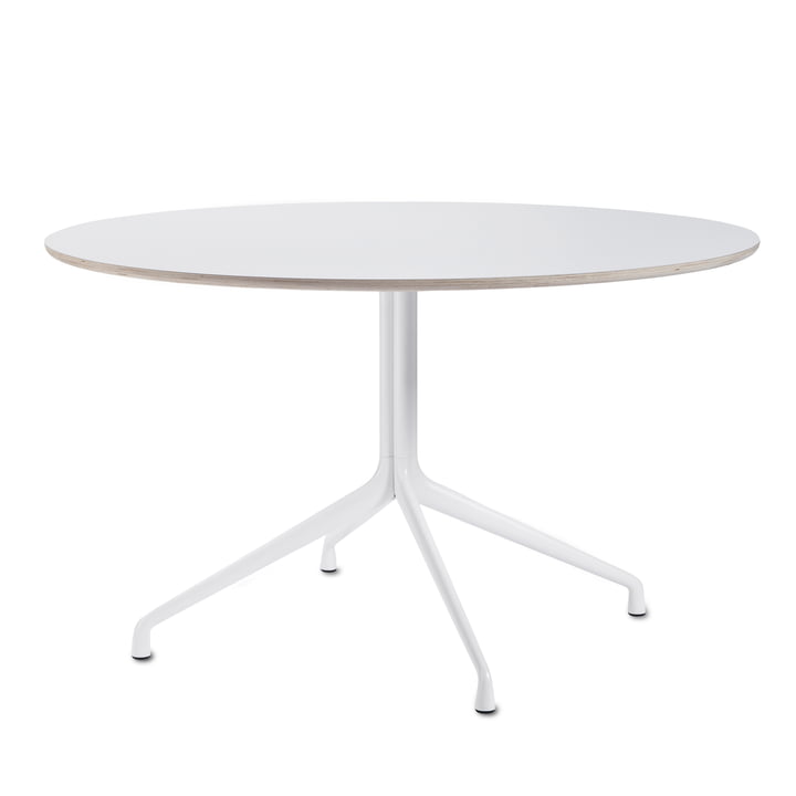Hay - About A Table AAT 20 spisebord, 4 ben, Ø128 cm, hvid / hvid (plastglider)