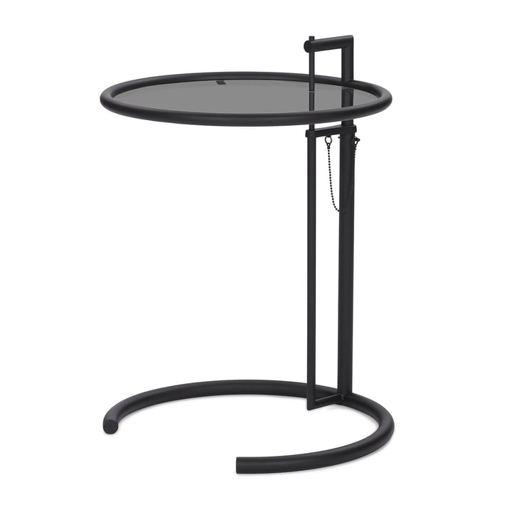 ClassiCon – justerbart bord E1027, sort/røgfarvet glas grå