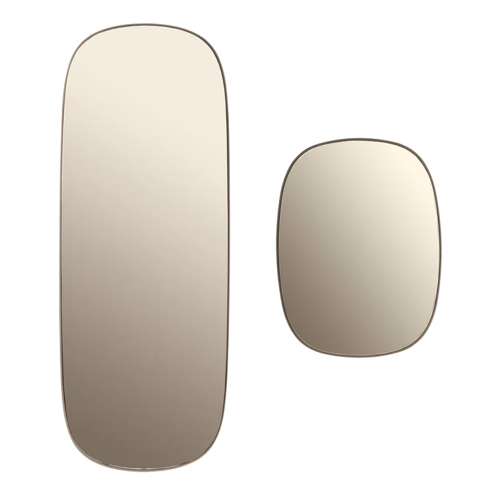 Det Framed Mirror i stort og lille i farven taupe glas