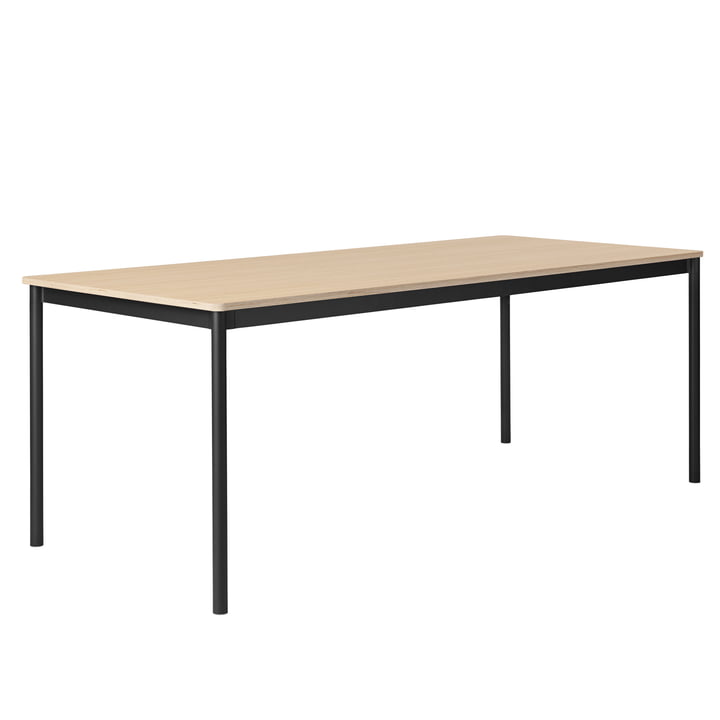 Base bordet, 195 x 85 cm, sort/bordplade i eg med krydsfinerkanter fra Muuto