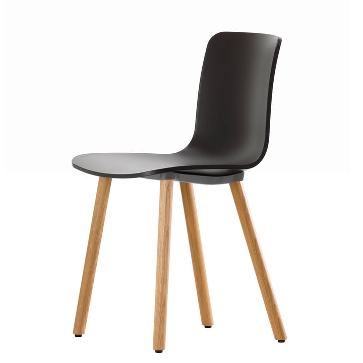 Hal Wood stol fra Vitra basic mørk / naturlig eg, filtpuder
