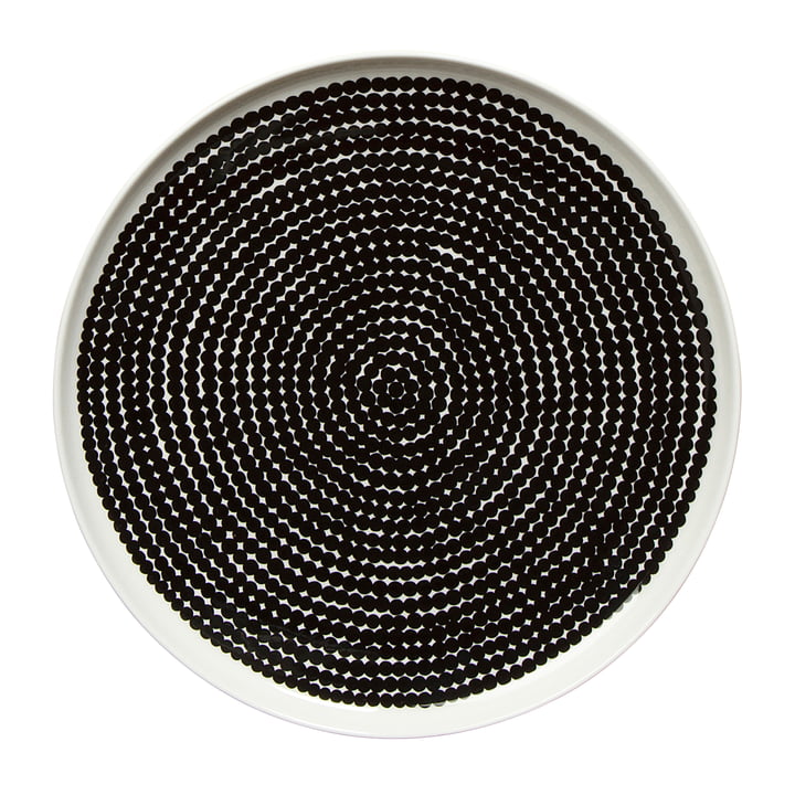 Marimekko - Oiva Räsymatto plade Ø 25 cm, hvid / sort