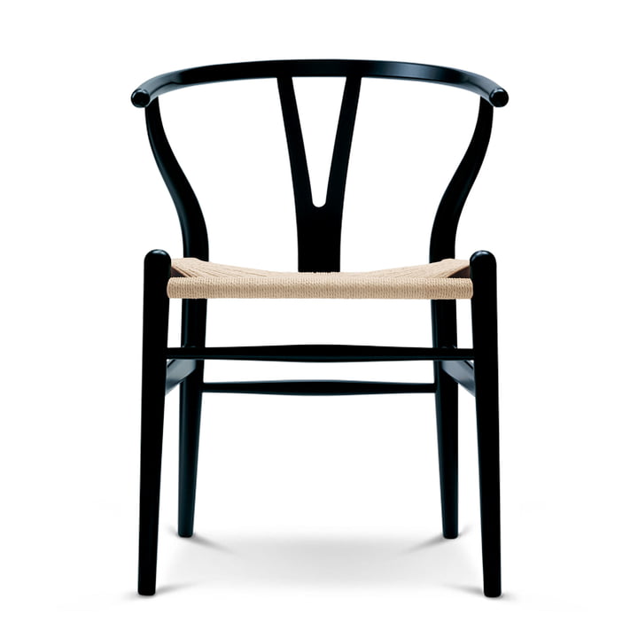 CH24 Wishbone Chair af Carl Hansen i sort bøg/naturvæv