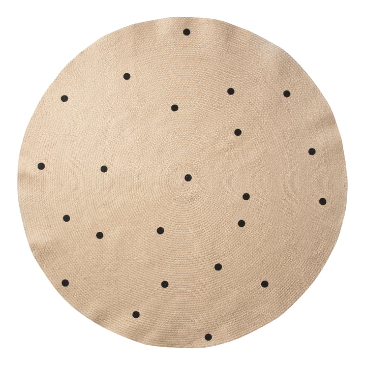 Black Dots tæppe i jute, Ø 130 cm fra ferm LIVING