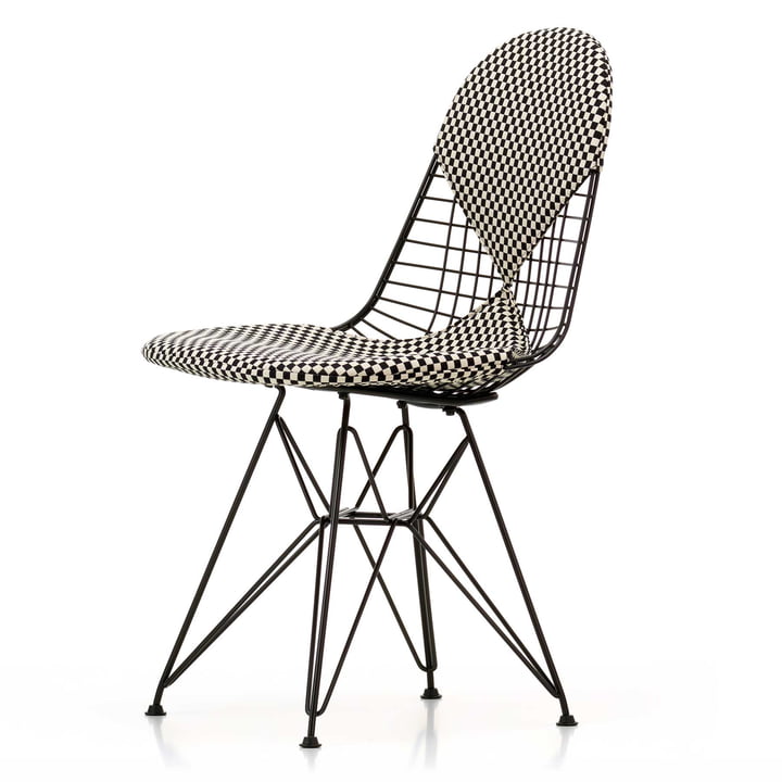Vitra - Wire Chair DKR-2 Bikini, Hopsak Checker, sort stel, filtpuder (basic dark)