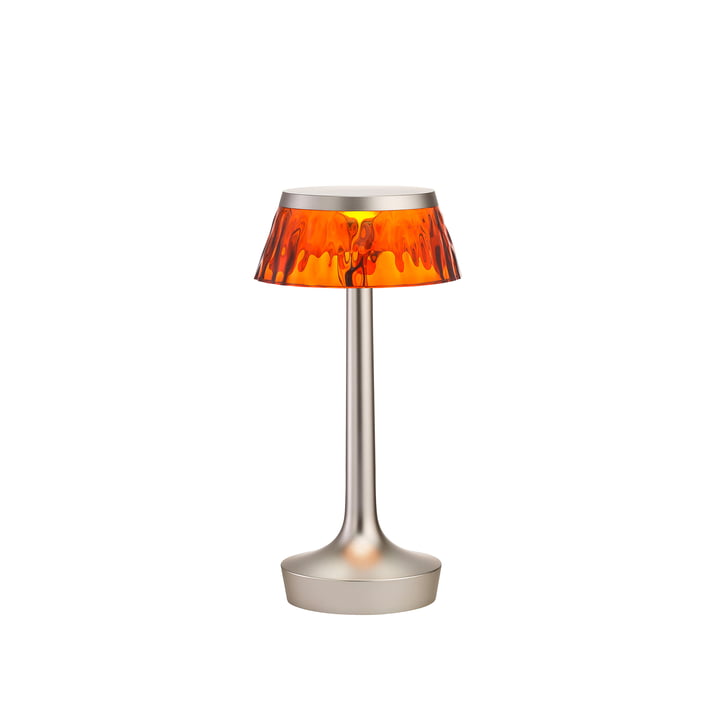 Flos - Bon jour Unplugged bordlampe i mat krom / gul krone