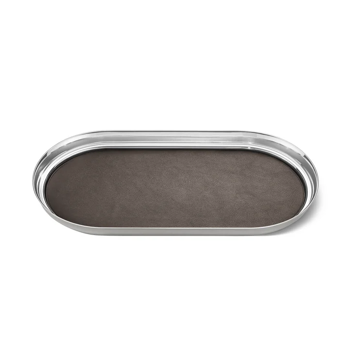 Manhattan bakke på 35 x 18 cm fra Georg Jensen i rustfrit stål og læder