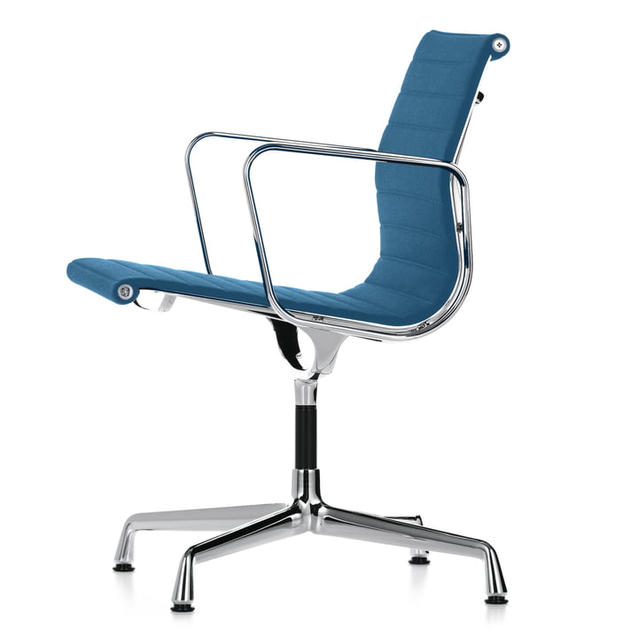 Alu-Chair EA 108 krom, drejelig, med armlæn, Hopsak isblå / brun (filt)
