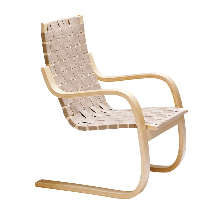 Lounge Chair 406 fra Artek i birk/ubehandlet lærred
