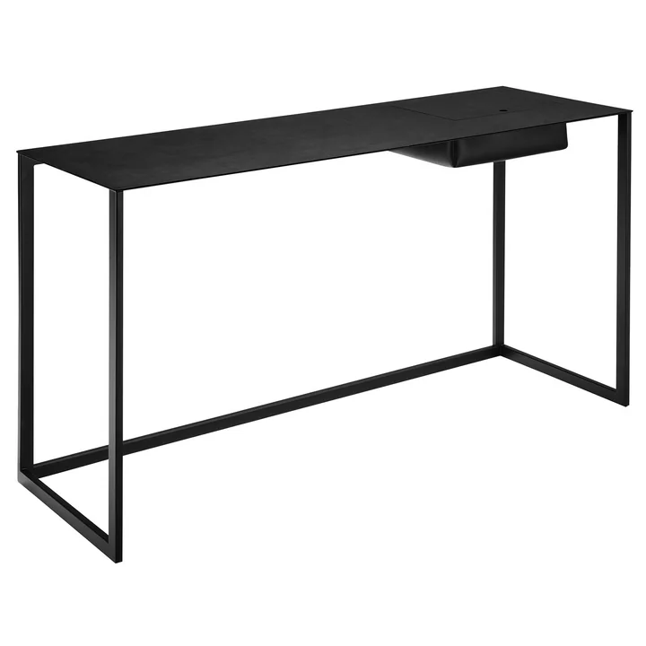 Zanotta - Calamo skrivebord, stål sort / læder sort