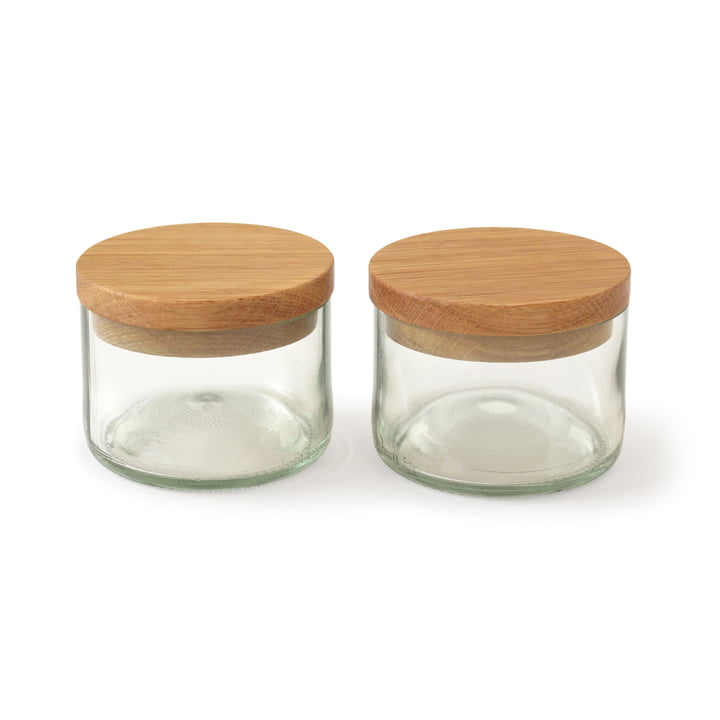Salt- og krydderikrukker (sæt med 2 stk.) fra side by side, eg/glas